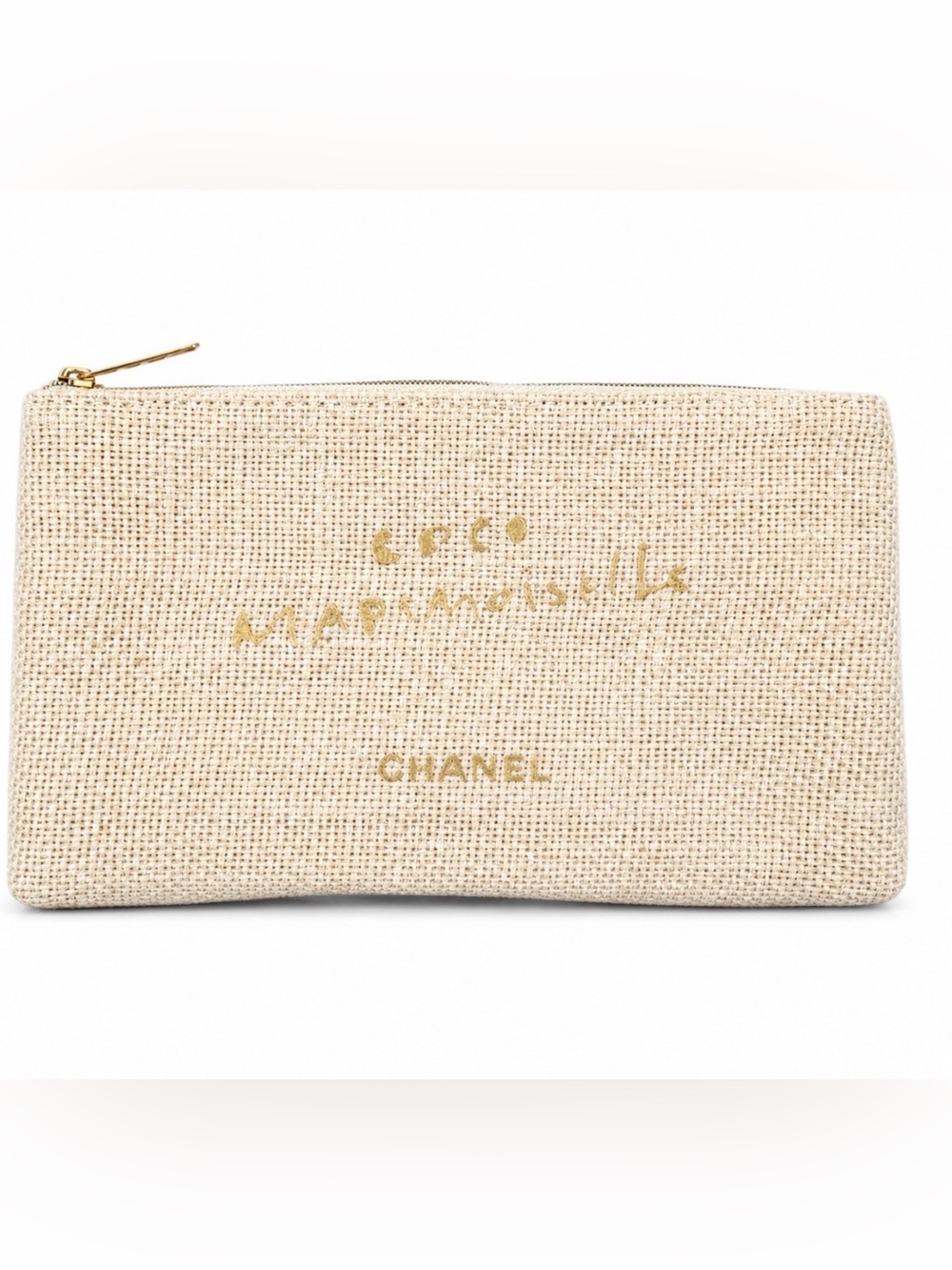 CHANEL Coco Mademoiselle Cosmetic Pouch
Makeup Bag Cream Canvas Zip Case